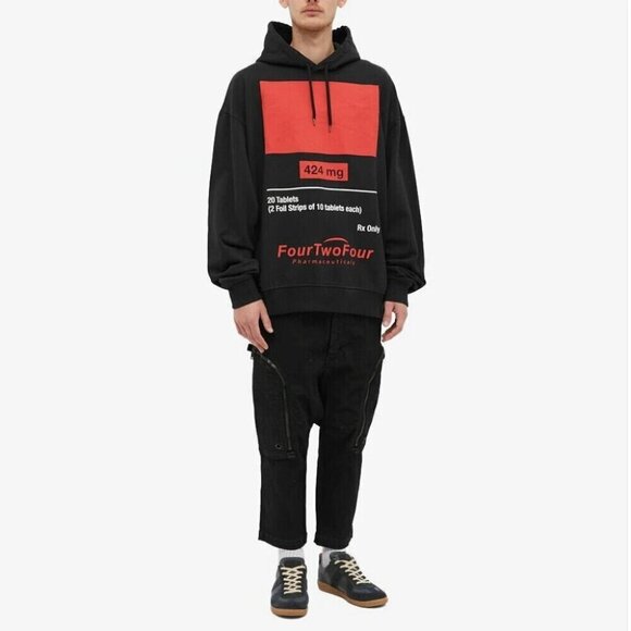 424 MG Print Oversized Hoody XS Men Black Pharmaceuticals On Fairfax Hoodie - Picture 3 of 15